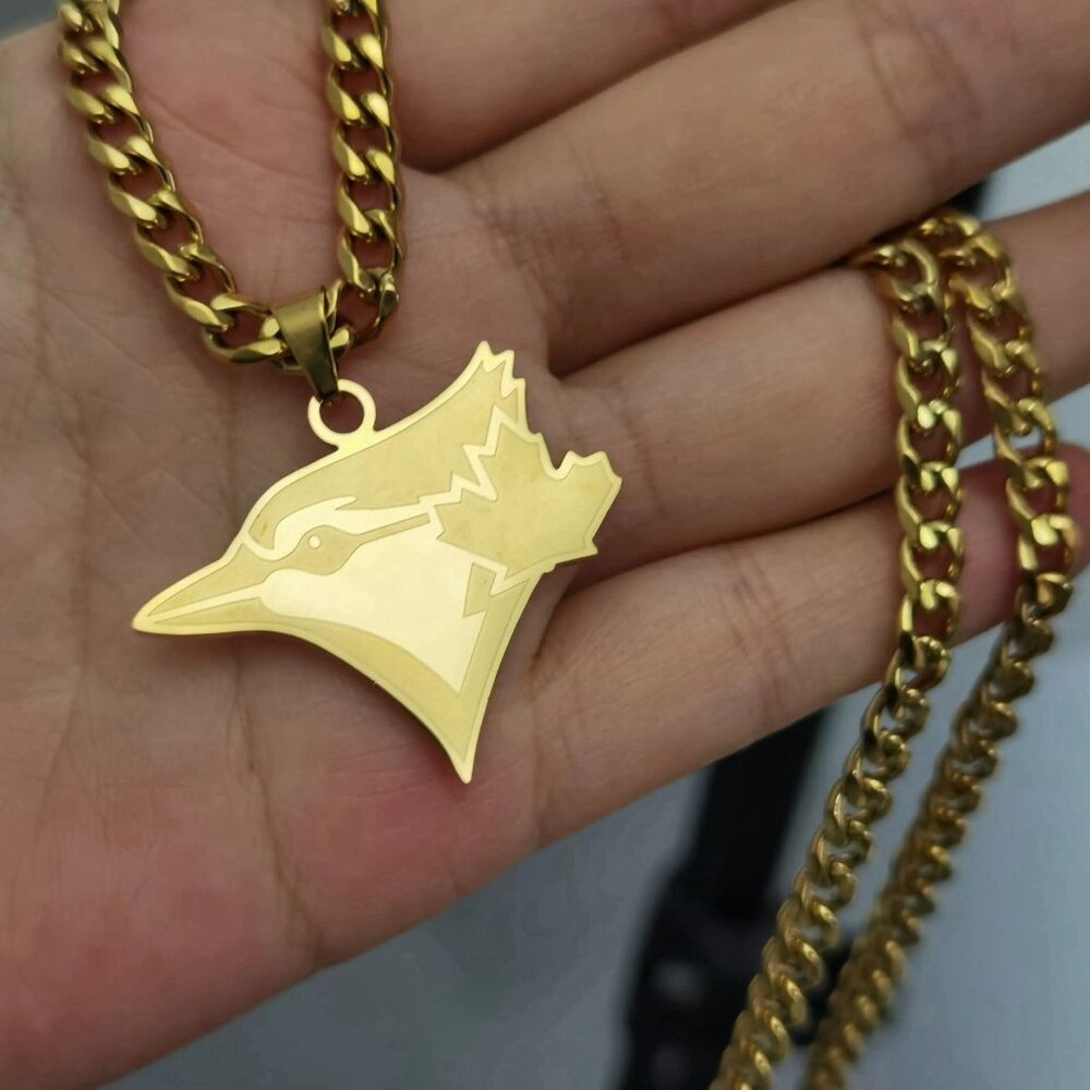 Toronto Blue Jays Necklace - Gold Plated - 5mm Cuban - 22" Chain - MLB Baseball